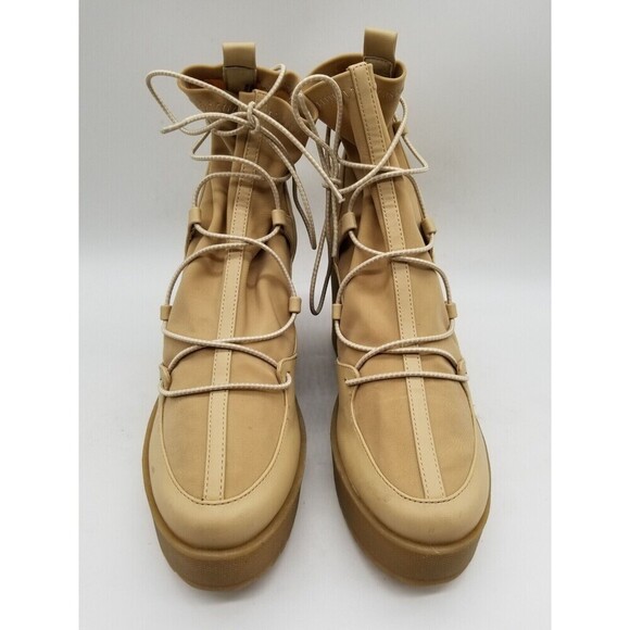 Steve Madden Womens Atomic Tan Lace Up Wedge Heel Ankle Boots Size 8 M - Picture 4 of 7